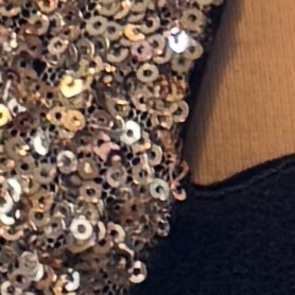 Jean Jail One Shoulder Black Gold Sequin Party Mini Dress - Picture 7 of 11